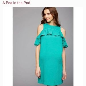 💕HOST PICK💕 A Pea In The Pod Cold Shoulder Maternity Dress Green Size Sm…